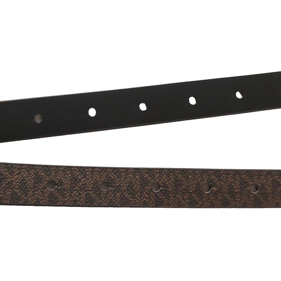 Michael Kors Monogram MK Logo Brown Belt Gold Buckle Sz Medium NWT - Picture 8 of 14